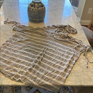 Striped Gray and White Sheer Swim Cover Up